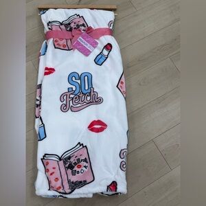 So Fetch Lipstick and Book Design Throw Blanket